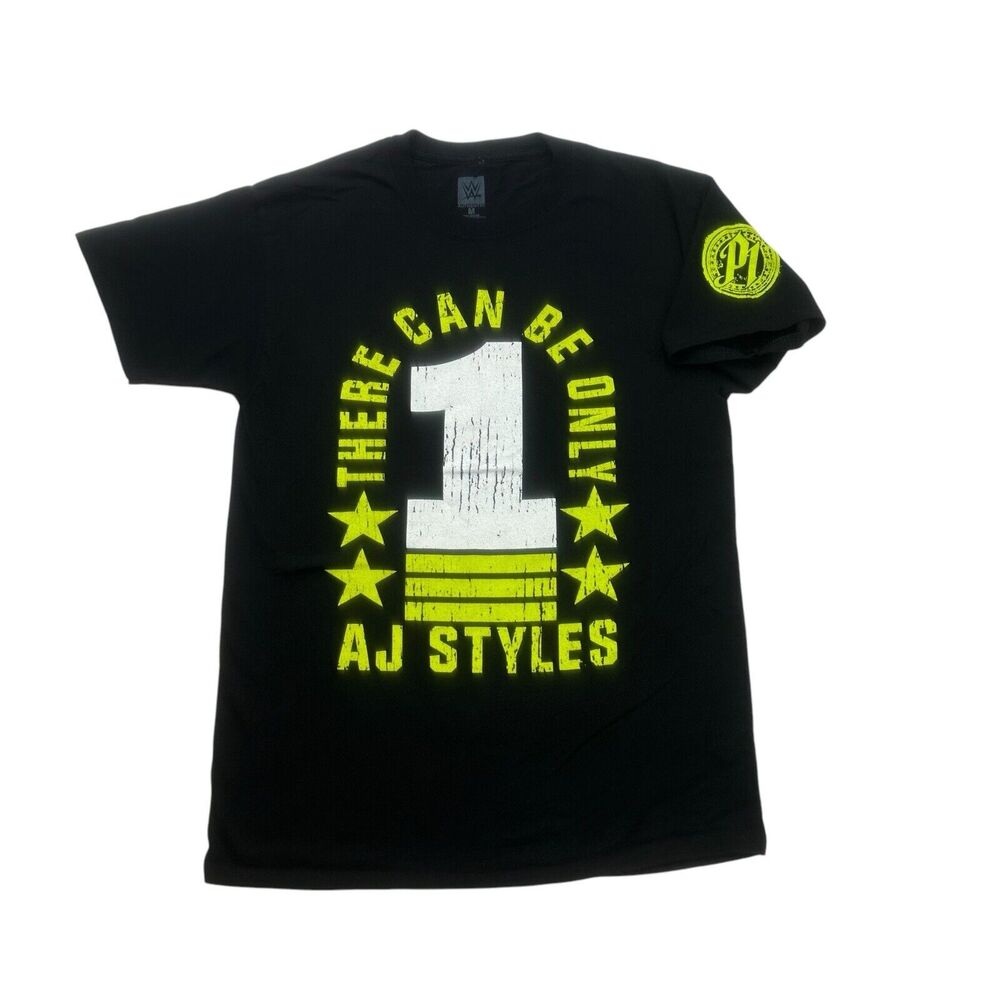 WWE Shirt Mens Medium M Black AJ Styles There Can Be Only 1 Wrestling